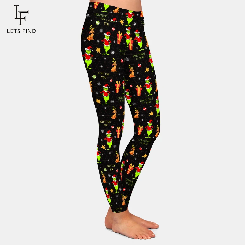 LETSFIND New Workout Leggings Fashion Women High Waist Christmas Print Black Leggings