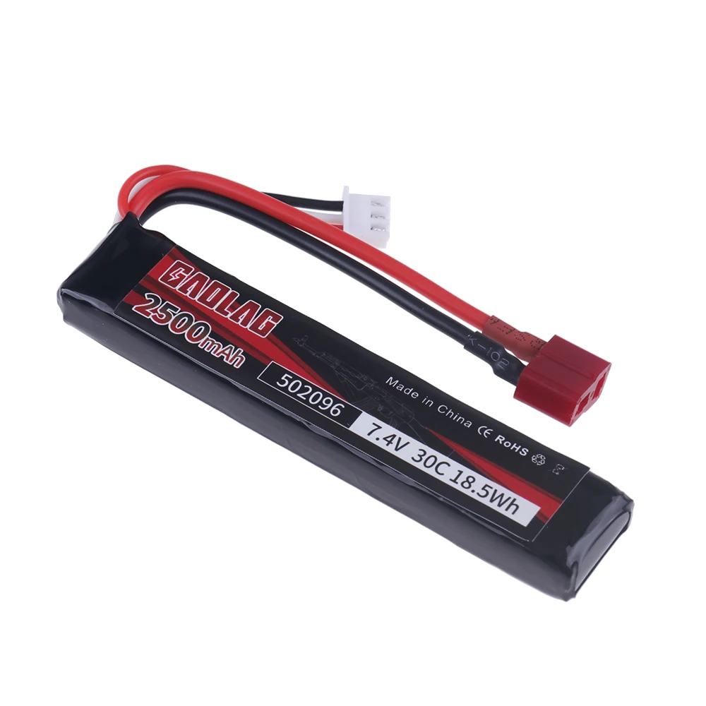 Upgraded Water Gun Lipo Battery 7.4V 2500mAh For AKKU Mini Airsoft BB Air Pistol Electric Toys RC Parts 2s 7.4v Battery T plug