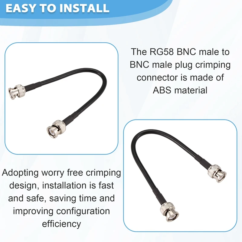 RG58 BNC Male Plug To BNC Male Plug Crimp Connector Coax Jumper Cable Wire Oscilloscope Signal Line