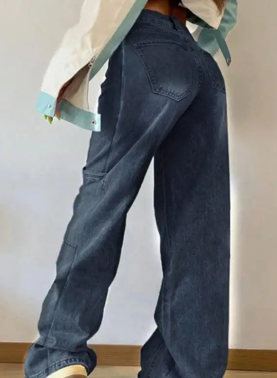 

Jeans Women's Fashion Casual Denim Pants New Spring & Autumn Loose and Fashionable Design Street Trend Wide Leg Jeans Foe Women