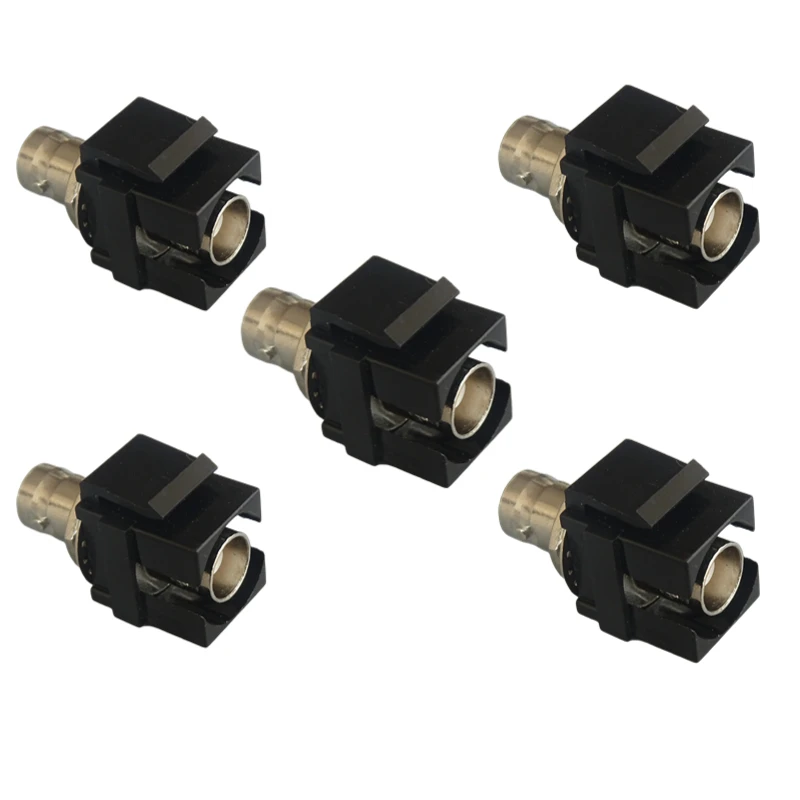 5-piece BNC Q9 SDI component female to female connector with buckle support for wall panel installation, black and white