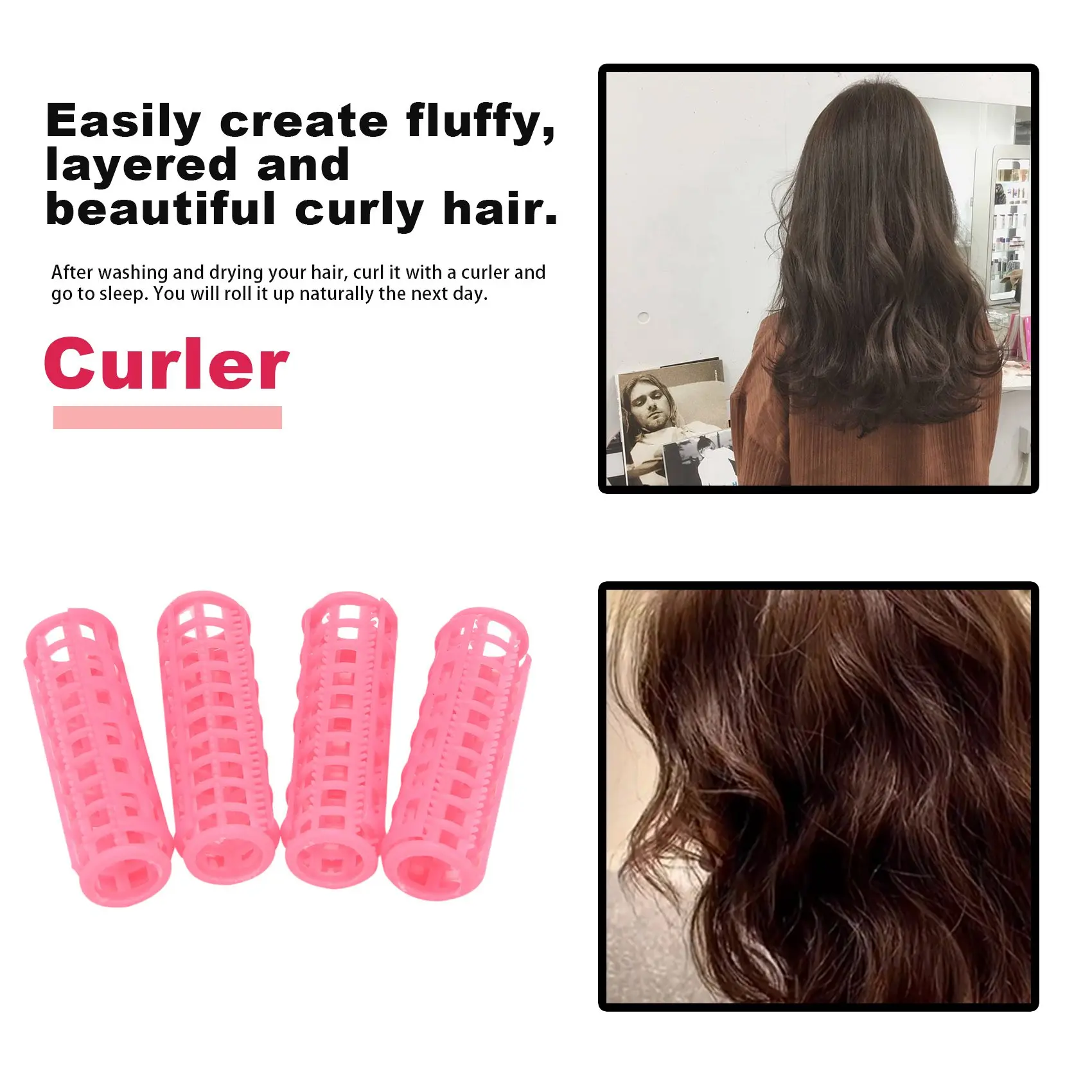 ¡El más nuevo! 12 clips para rizadores de rodillo de peinado DIY de plástico rosa