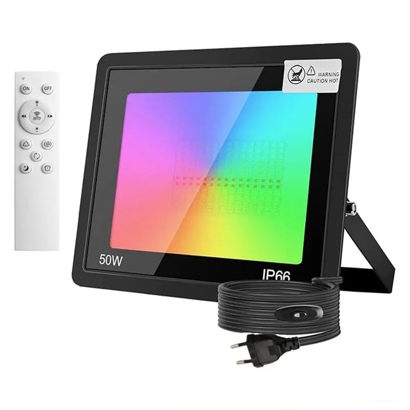 

【ЭФФЕКТИВНЫЙ 】IP66 Водонепроницаемый 50 Вт RGB светодиодный уличный прожектор с изменением цвета для фестивальных ландшафтных украшений