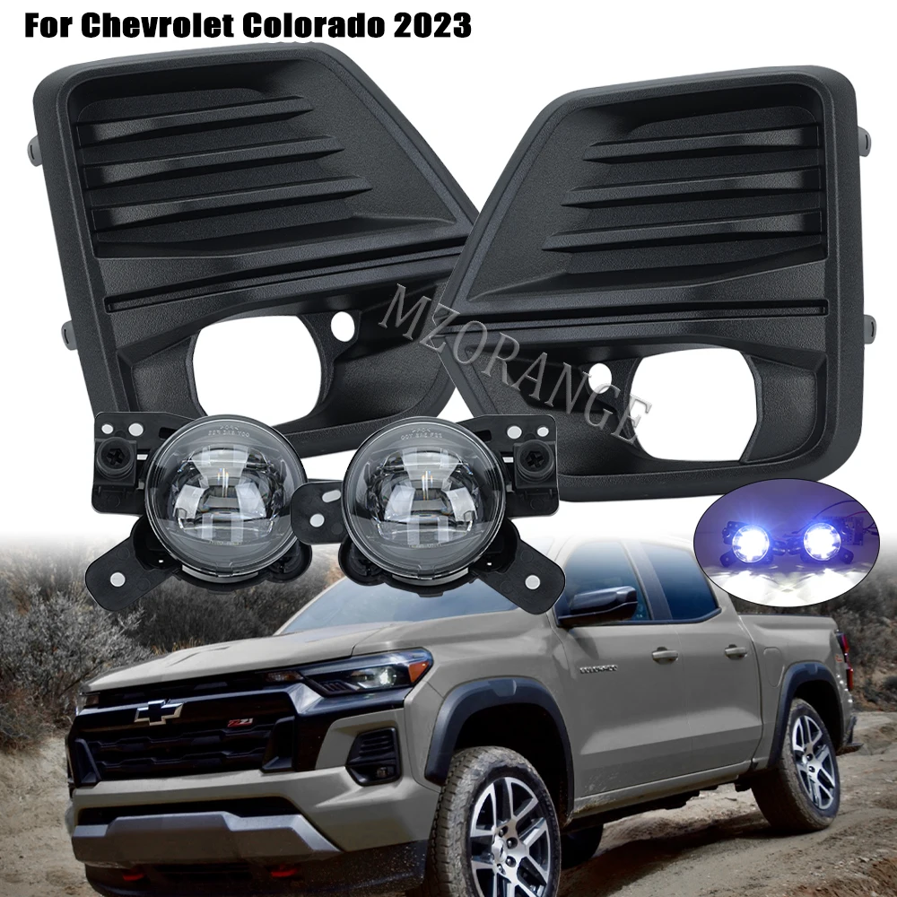 LED Fog Light Set Assembly For Chevrolet Colorado 2023 US Foglamp Headlight Cover With Radar Hole Frame Wire Car Accessories