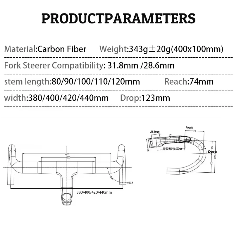 Aero Carbon Integrierter Rennrad-Lenker mit Vollständiger Interner Kabelführung, Passend für OD1 OD2, 28,6-31,8mm Gabeladapter für Rennräder – Detail 9