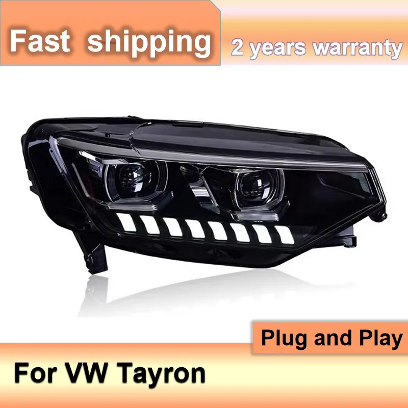 اكسسوارات السيارات لشركة فولكس فاجن تايرون المصباح VW تايرون رئيس ضوء فولكس فاجن DRL بدوره إشارة منخفضة عالية شعاع العارض عدسة #2