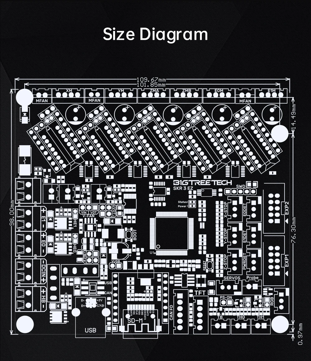 BIGTREETECH BTT SKR 3 EZ 32 Bit Motherboard EZ5160 Pro TMC2208 Upgrade SKR2 Steuerplatine Für Raspberry Pi Ender 3 Ender 5 Drucker – Detail 18