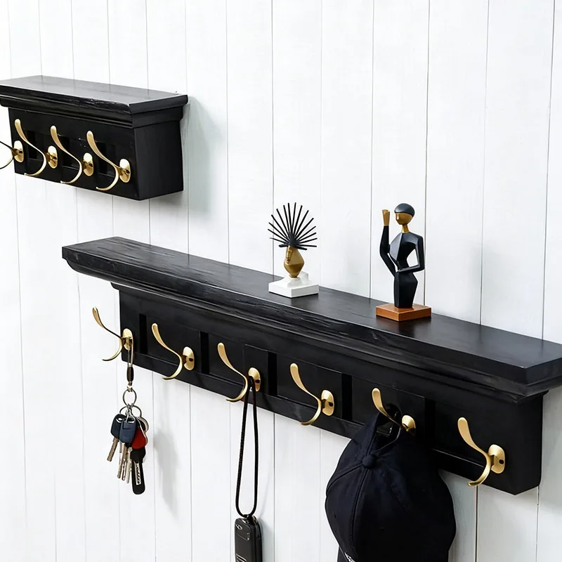 Solid Wood Coat Hooks Vintage Rustic Decorative Coat Racks Creative Sturdy Multi-hook Rack Hook Artistic Elegant Home Storage