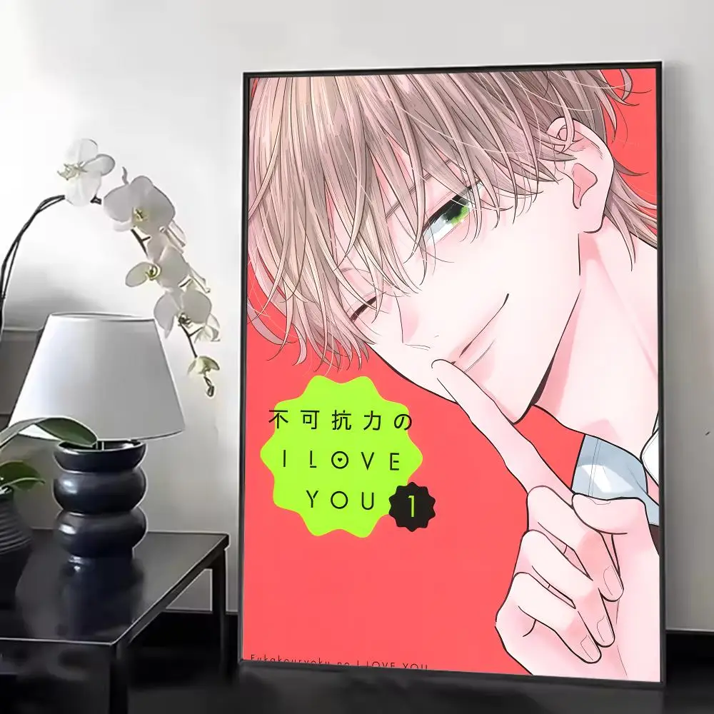 Romantic Song L-love YOU Force Majeure I LOVE YOU Poster Chic Aesthetic Self-Stick Wall Poster Bedroom & Dorm Room Decor