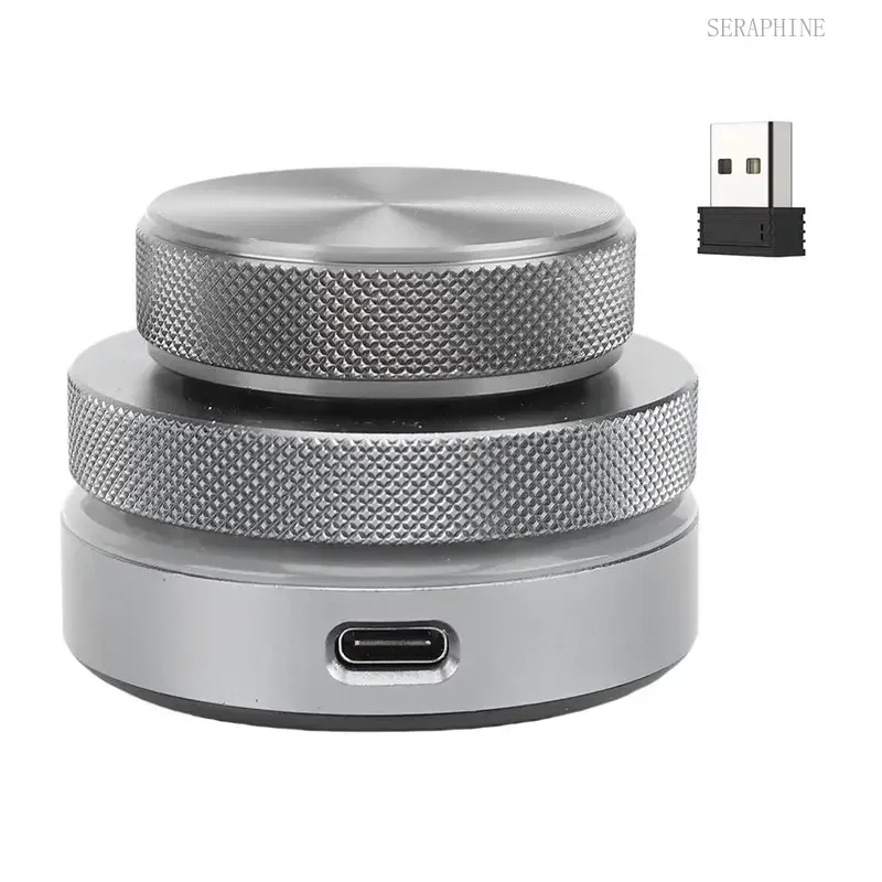 NEW-Volume Control Knob 2.4G Bluetooth USB C Controller Multimedia Knob for Phone Tablet PC