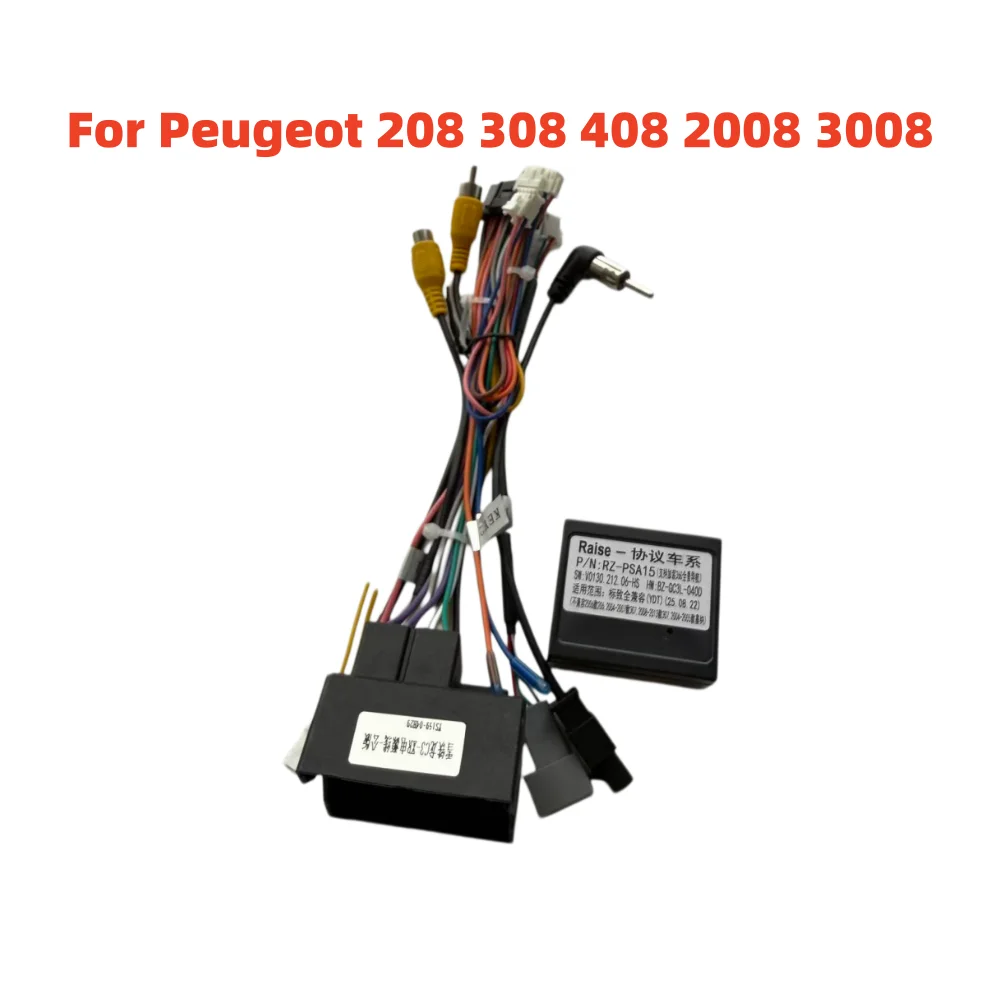 Canbus Box Decoder PSA-RZ-15 For Peugeot 206/307/301/2008 /Citroen Elysee 16 PIN Power Harness Wiring Cables 2 Din GPS Car Radio