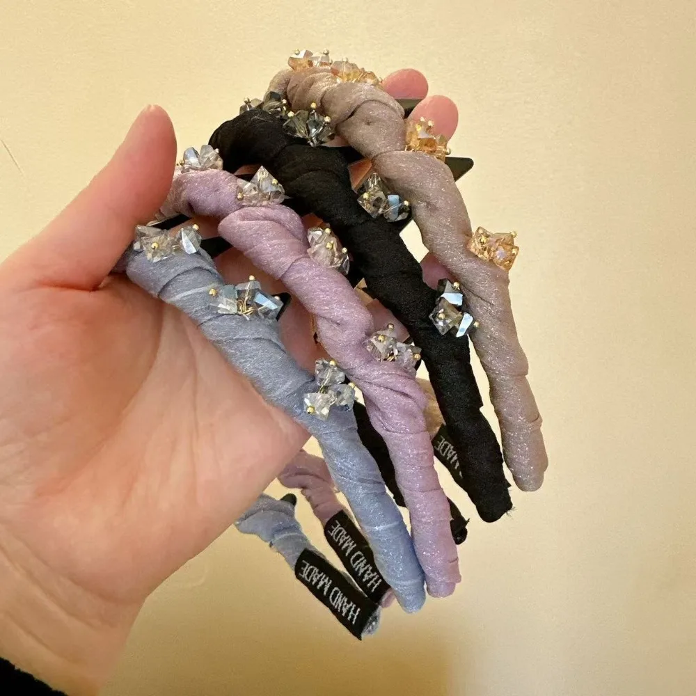 

New Colorful Yarn Style Rhinestone Headband Imitation Crystal Hair Accessories Around Hairpin with Tooth Wave Headbands