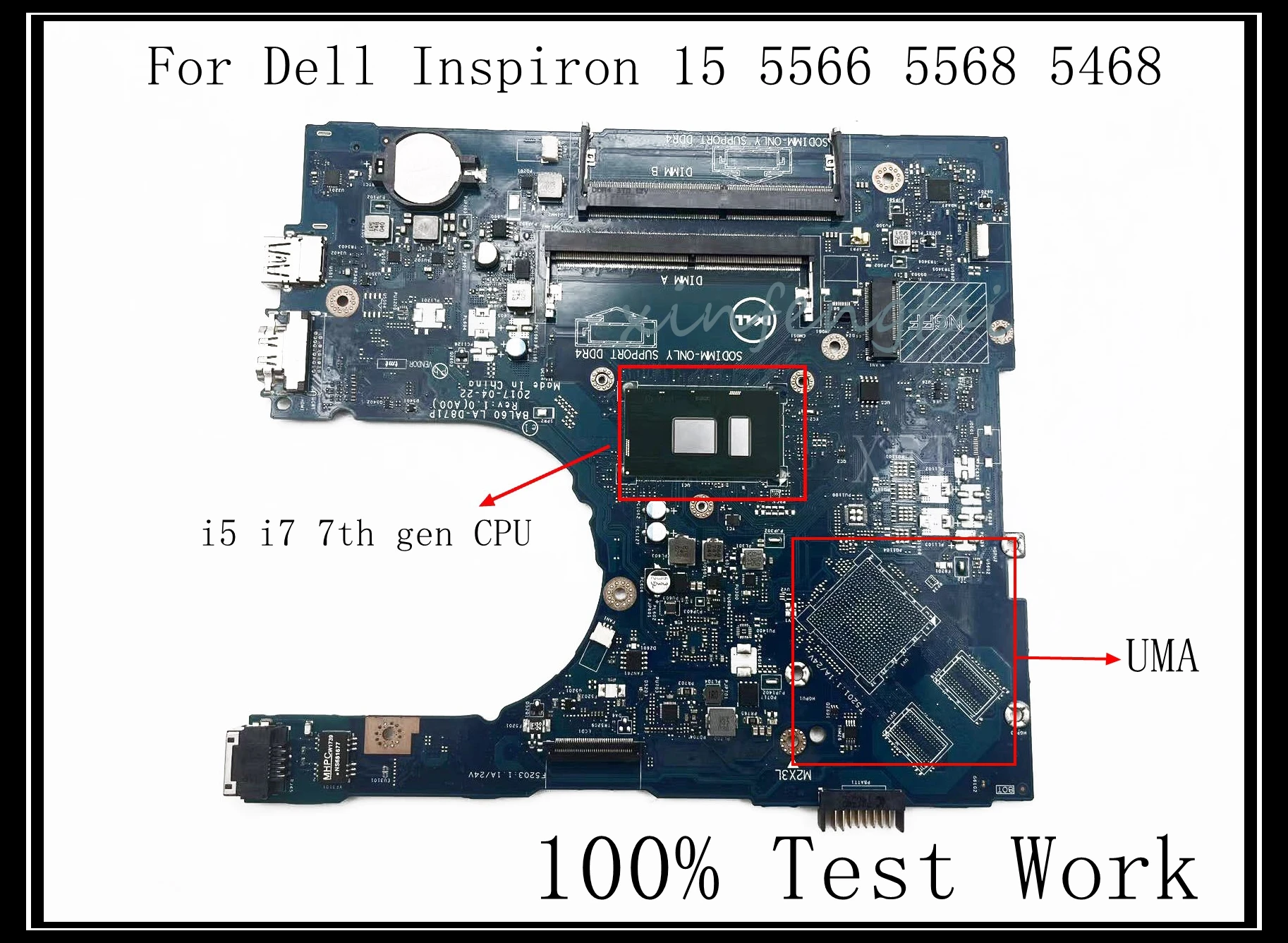

Материнская плата для ноутбука Dell Inspiron 15 5566 5568 5468 LA-D871P с процессором I5-7200U I7-7500U, 100% тестовая работа