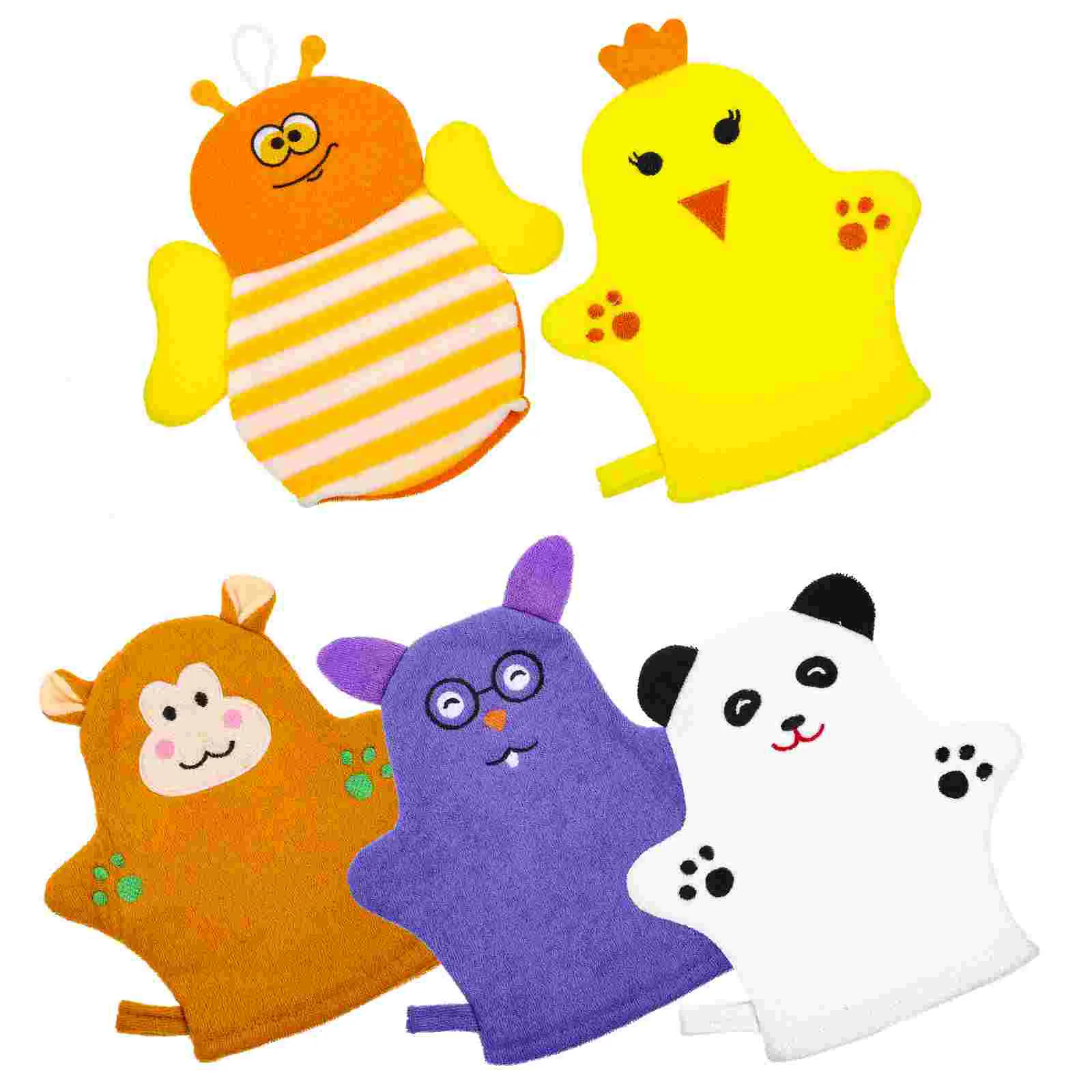 5 Pcs Bath Gloves Baby Mitt Body Scrubbing Wash Shower Infant Bathing Kids Mittens