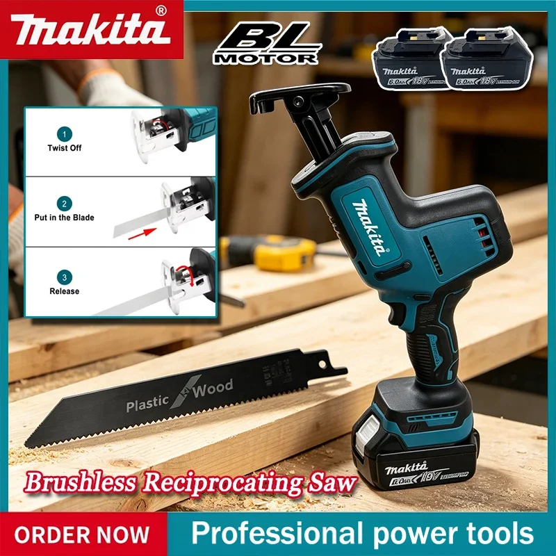 

Аккумуляторная бесщеточная сабельная пила Makita с регулировкой скорости, для резки металла и дерева, электроинструмент для аккумуляторов 18В