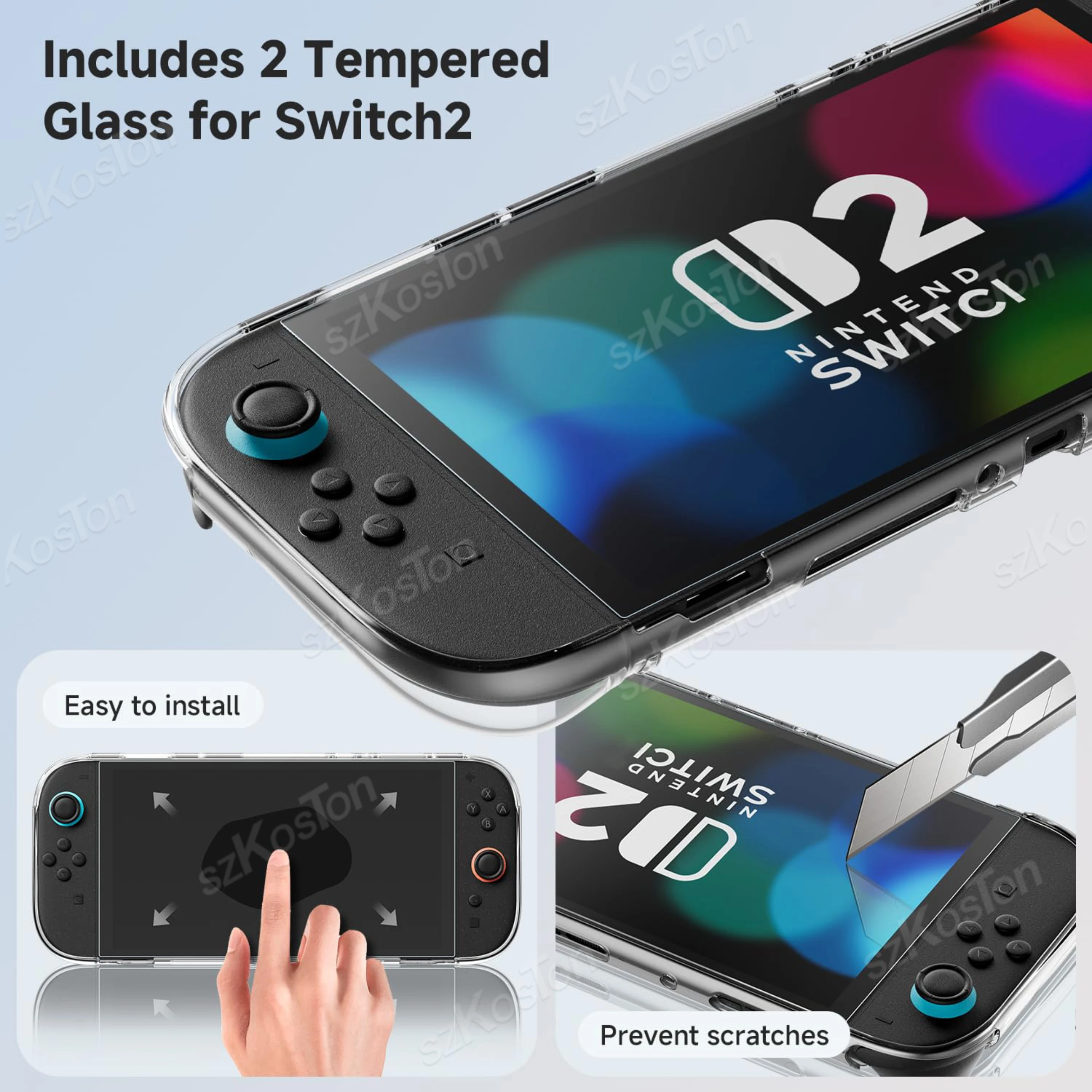 الكل في واحد ملحقات للتبديل 2 حقيبة حمل واقي للشاشة حافظة شفافة مقابض الإبهام مجموعات الغبار لمجموعة تخزين Switch2