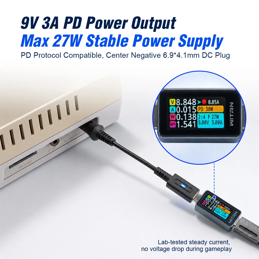 10CM Black USB-C to DC 9V Power Adapter Convertor for Nintendo US SNES SNS-001, SNS-101 Game Console view 2