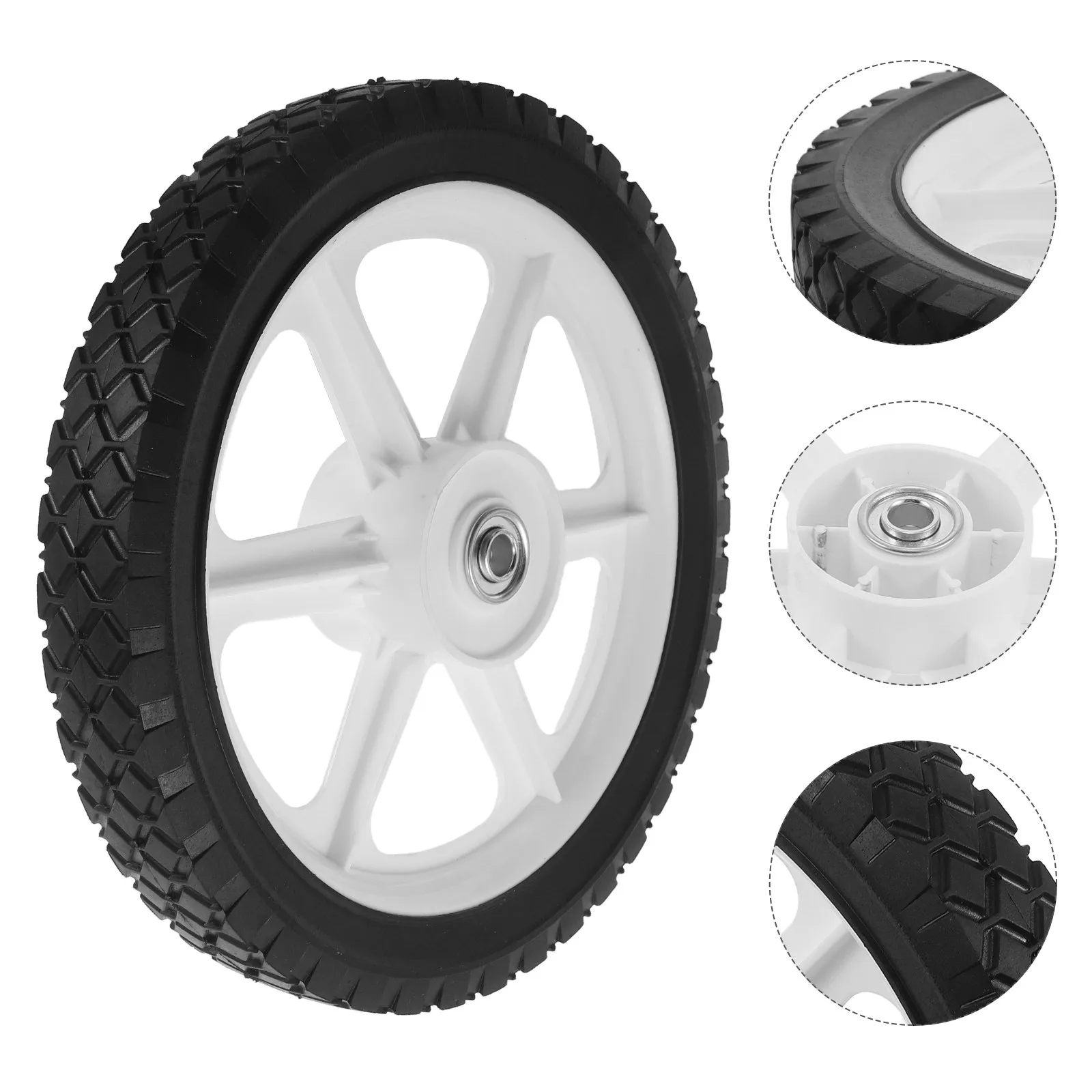 12 Inch Rubber Wheelbarrow Tires Replacement Heavy Duty Flat-Free Puncture Proof Garden Cart Wheels for Lawn Mower Hand Truck