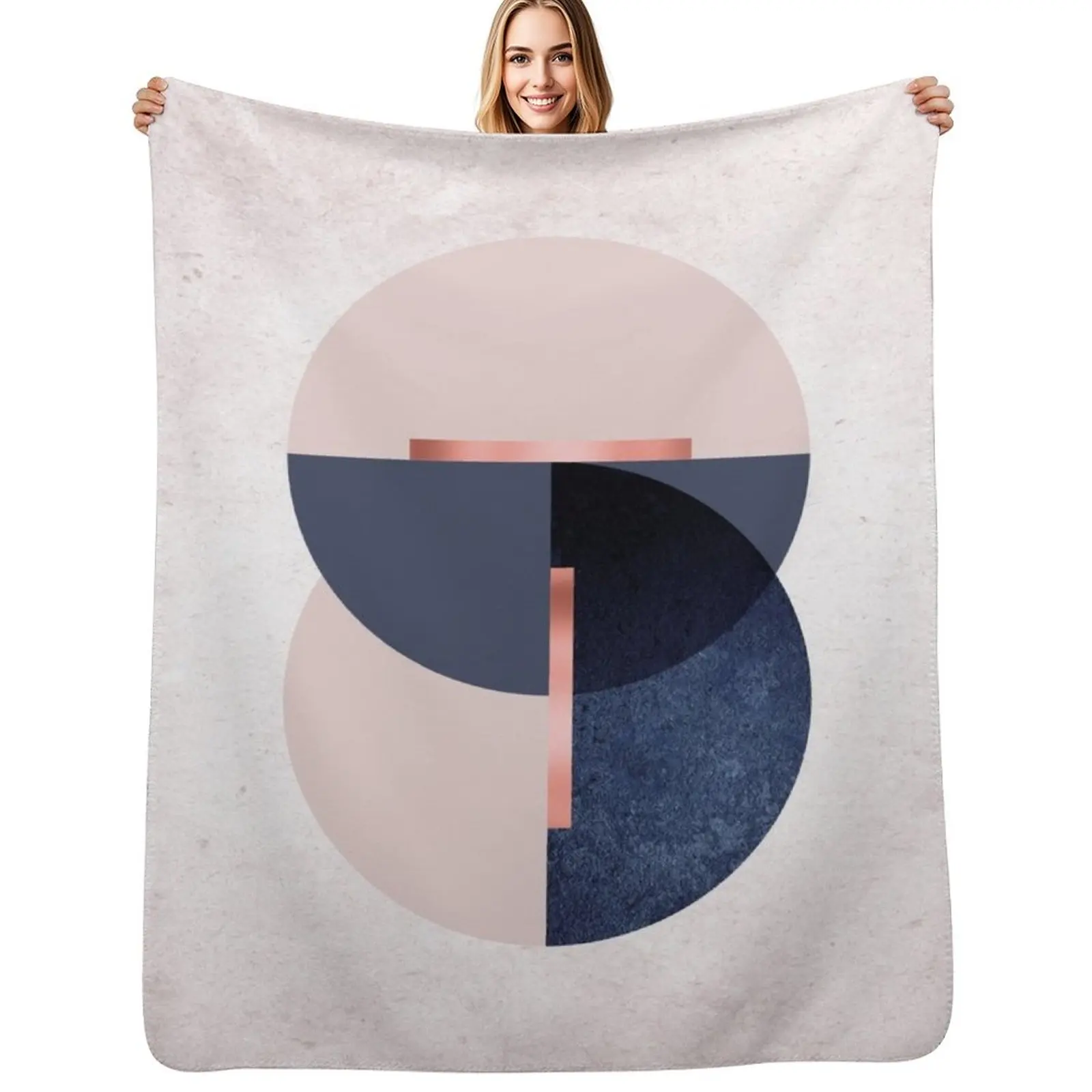 Geometric Circles Throw Blanket Warm Accent Blanket for Living Room Decoration