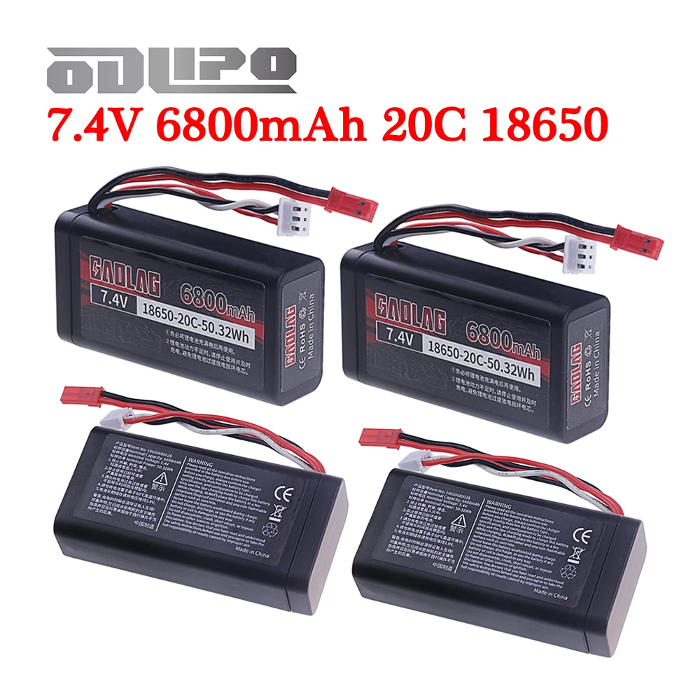 18650 2S Li-ion Battery Upgrade 6800mAh 7.4V RC Cars Battery with JST plug RC Toys Cars Trucks Boats High-Speed Off-Road Vehicle