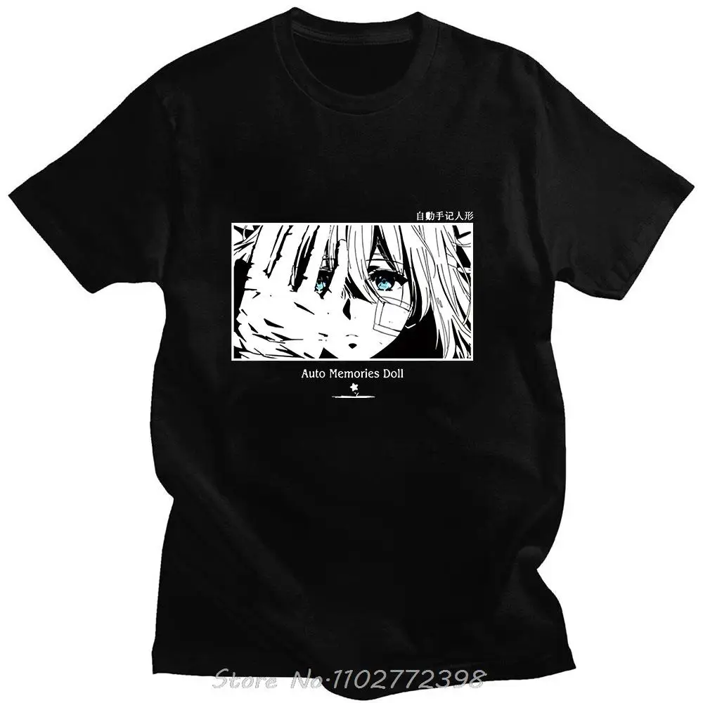 Anime Violet Evergarden Send Friend Tshirt Summer Short Sleeve Cotton Casual Men T-Shirt Hip Hop Oversized Streetwear Tees