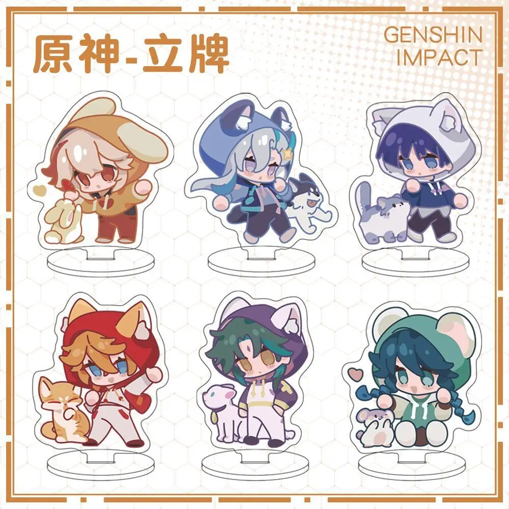 New Genshin Impact Tartaglia Wanderer Neuvillette Xiao Acrylic Characters Standing Model Plate Desk Display Ornament Mini Stands