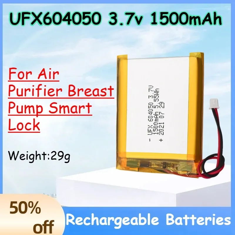 

UFX604050 3.7v 1500mAh Battery for Air Purifier Breast Pump Smart Lock Replace Rechargeable Battery