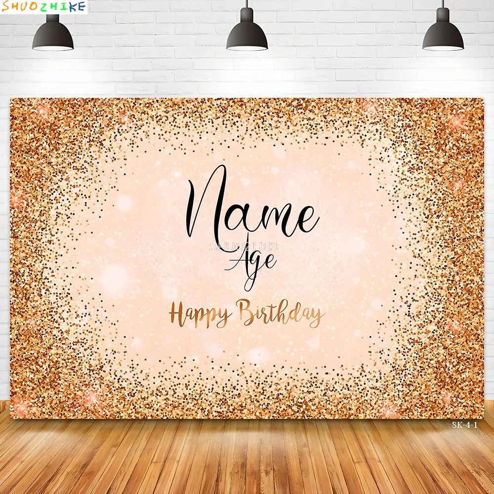 Happy Birthday Photography Backdrop Custom Name Text Anniversary Baby Shower Newborn Kid Photo Studio Background SK-06