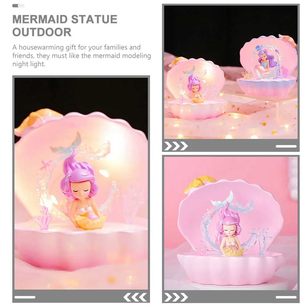 

Mermaid Shell Night Lamp Small Desktop Decorative Lighting Romantic Glow Bedroom Night Light Aesthetic Table Lamp