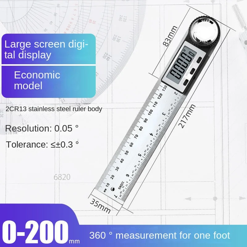 Digital display angle ruler, high-precision electronic multifunctional angle ruler, woodworking universal protractor