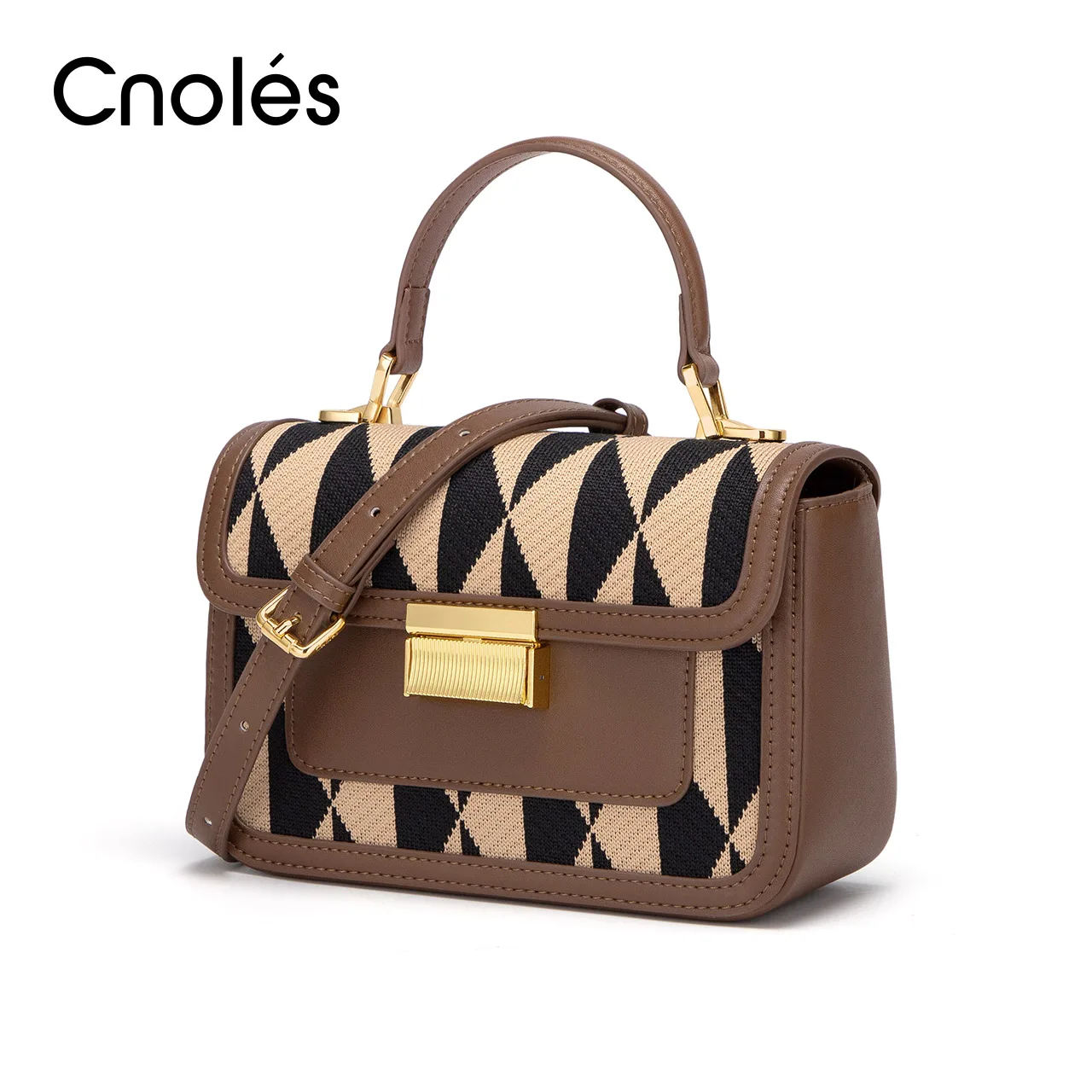 

Cnoles Fashion Checkerboard Vintage Women Shoulder Bag Retro Crossbody Bag Handbag Lady Luxury Designer Female Top-Handle Bag