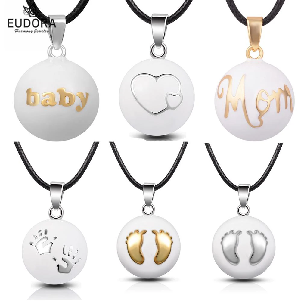 Eudora Maternity Jewelry Mix Styles White Chime Bola Pendant Angel Caller Necklace Jewelry For Pregnant Women N14NB-W