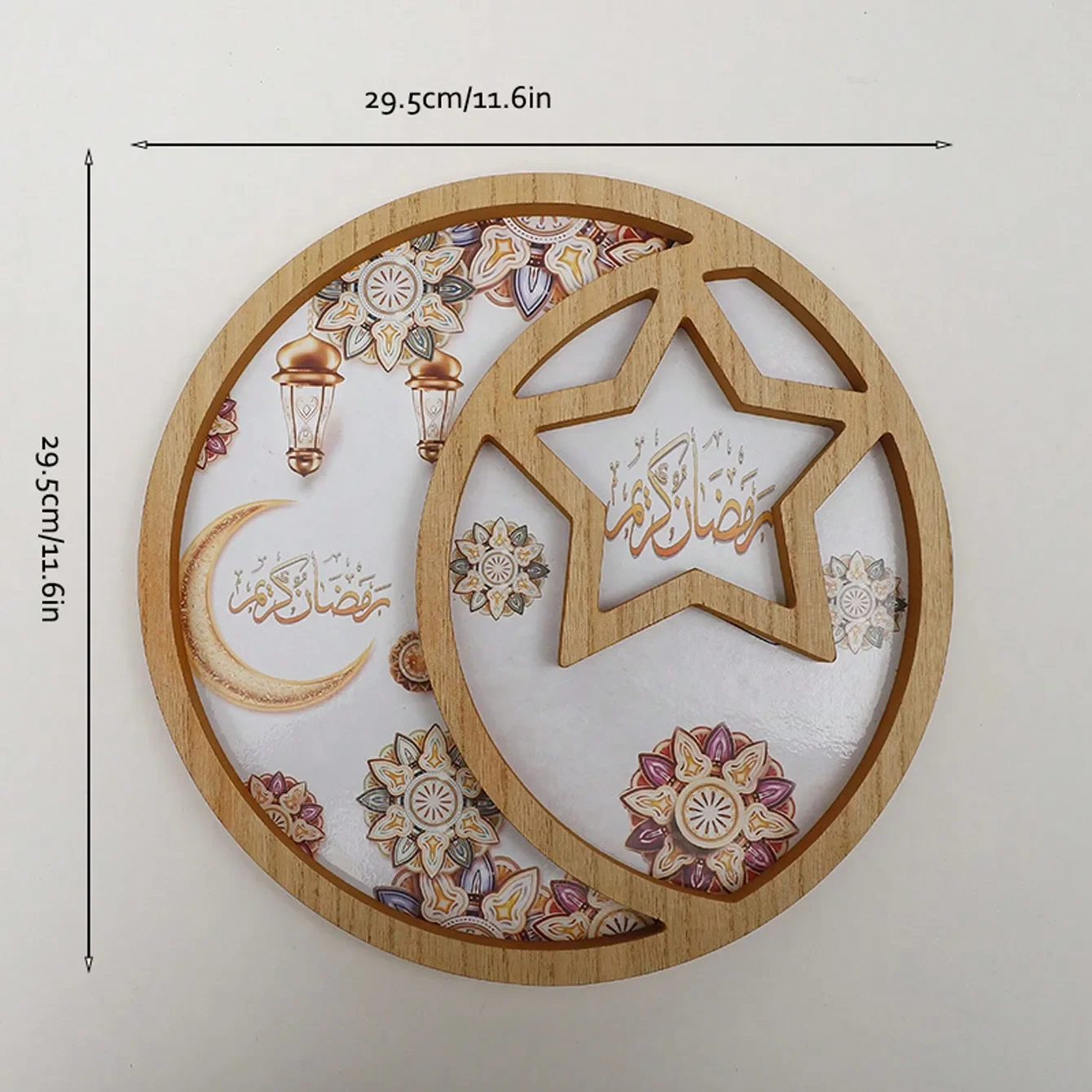 قطعة واحدة من صينية كريستال على شكل نجمة القمر - حامل عرض خشبي لأحجار الشفاء |   ديكور المنزل وفكرة هدية |   تنظيم وعرض البلورات