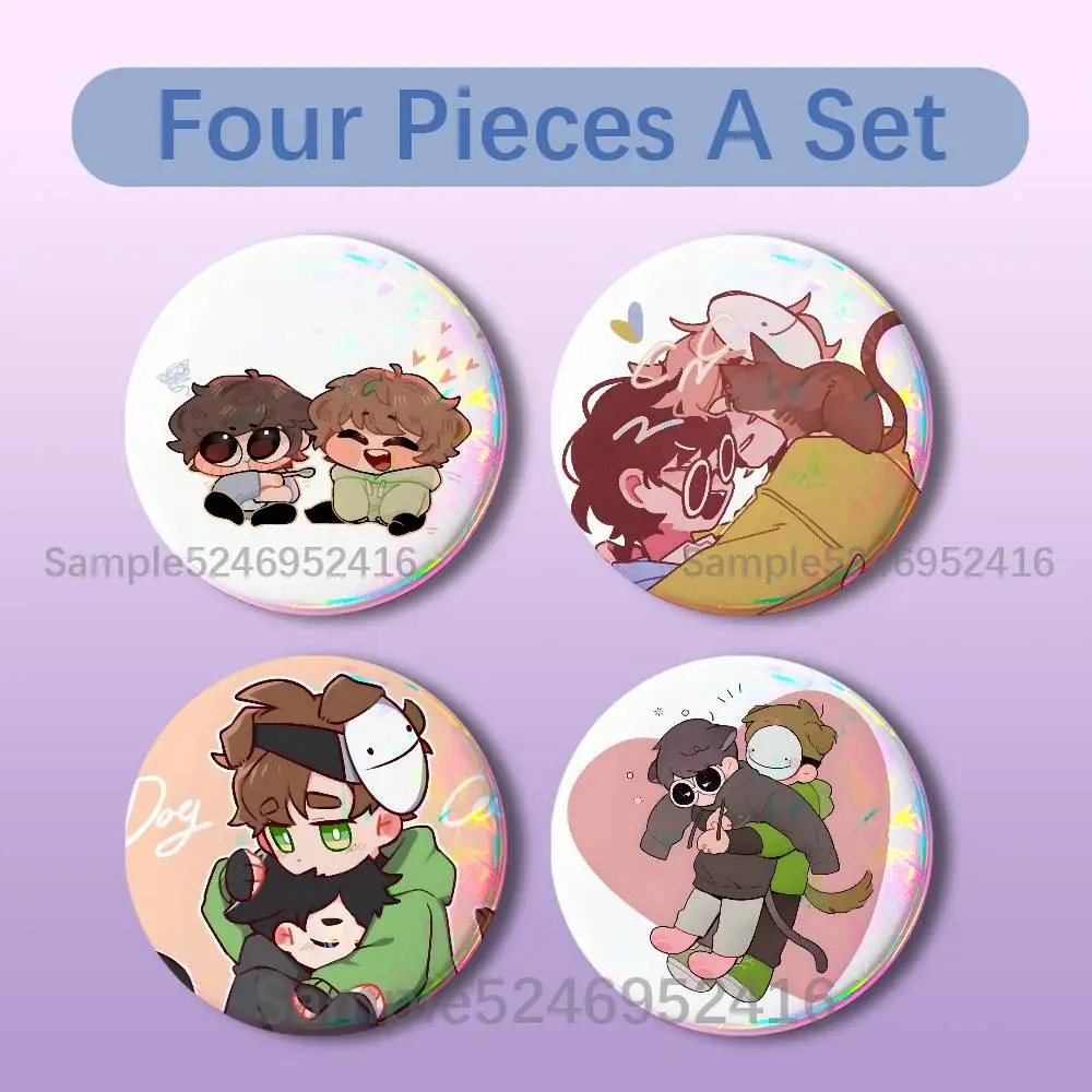 

D-Dreamnotfound 4 Pieces Set Badge Set Fashion Brooches for Women Men Backpack Accessory Bag Badge Jewelry Gift