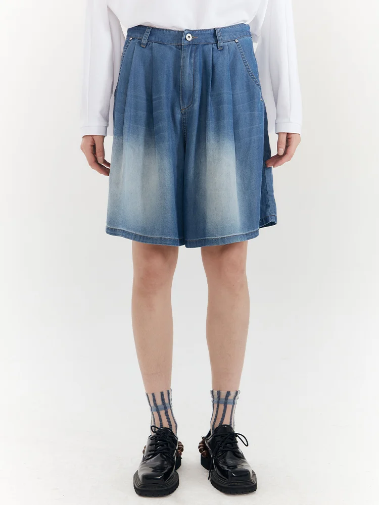 

Женские джинсы-брюки из синего шелкового денима с пятиточечной талией, летние, повседневные, модная одежда