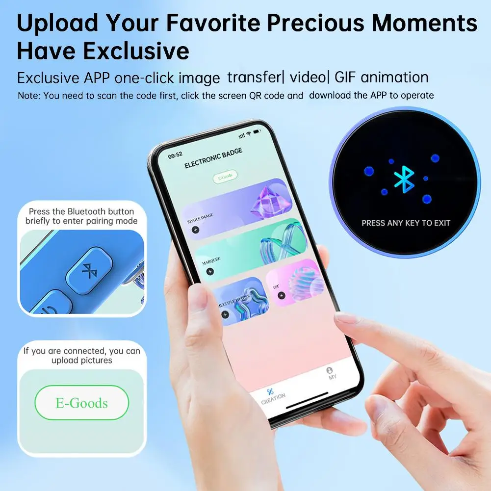 Intelligent Touch Electronic Chest Badge High-definition Screen Bluetooth APP Connected Long-range TYPE-C Fast Charging