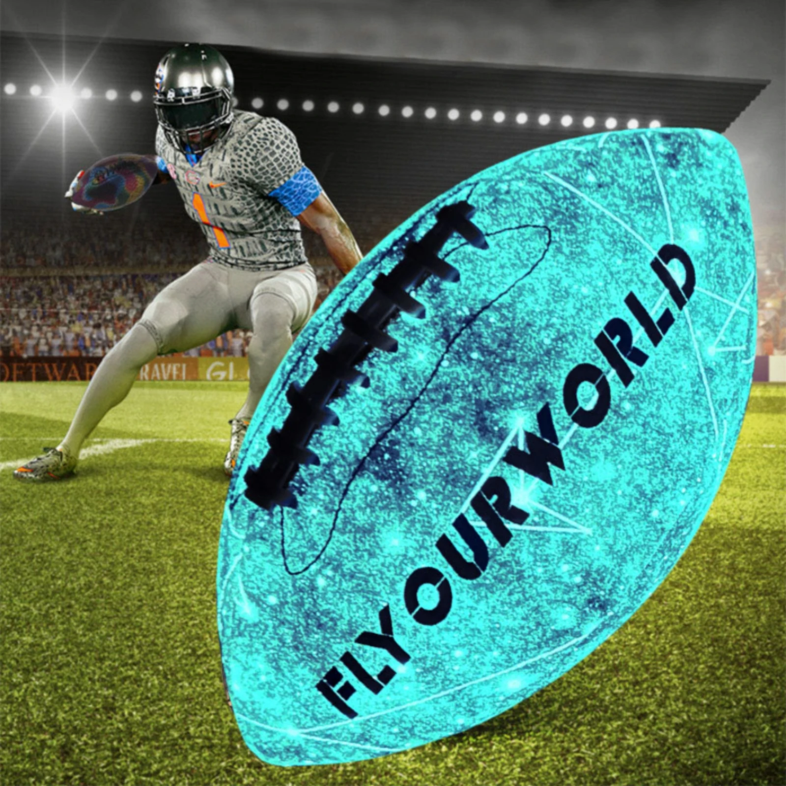 American Football Reflective Finish Synthetic Leather Football Training Ball Stitched Laces Sports Equipment Long-Lasting