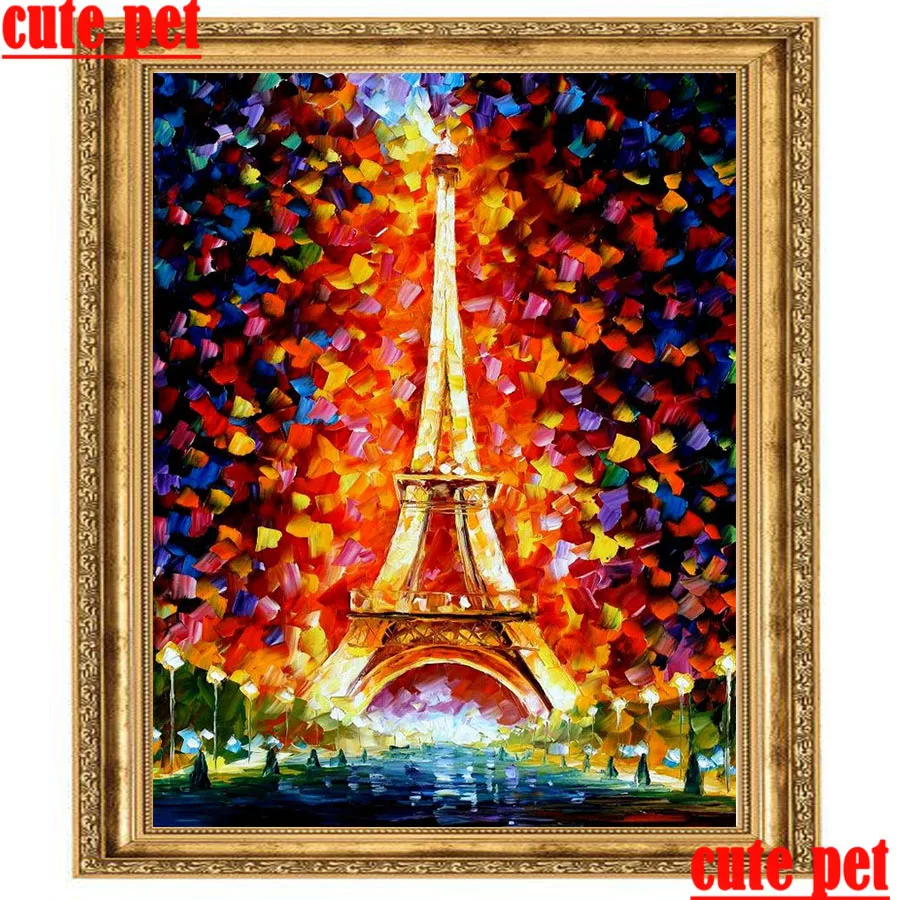 diy Eiffel Tower  DIY full diamond cross-stitch diamond painting living room decoration diamond embroidery 3d wallpaper No Frame