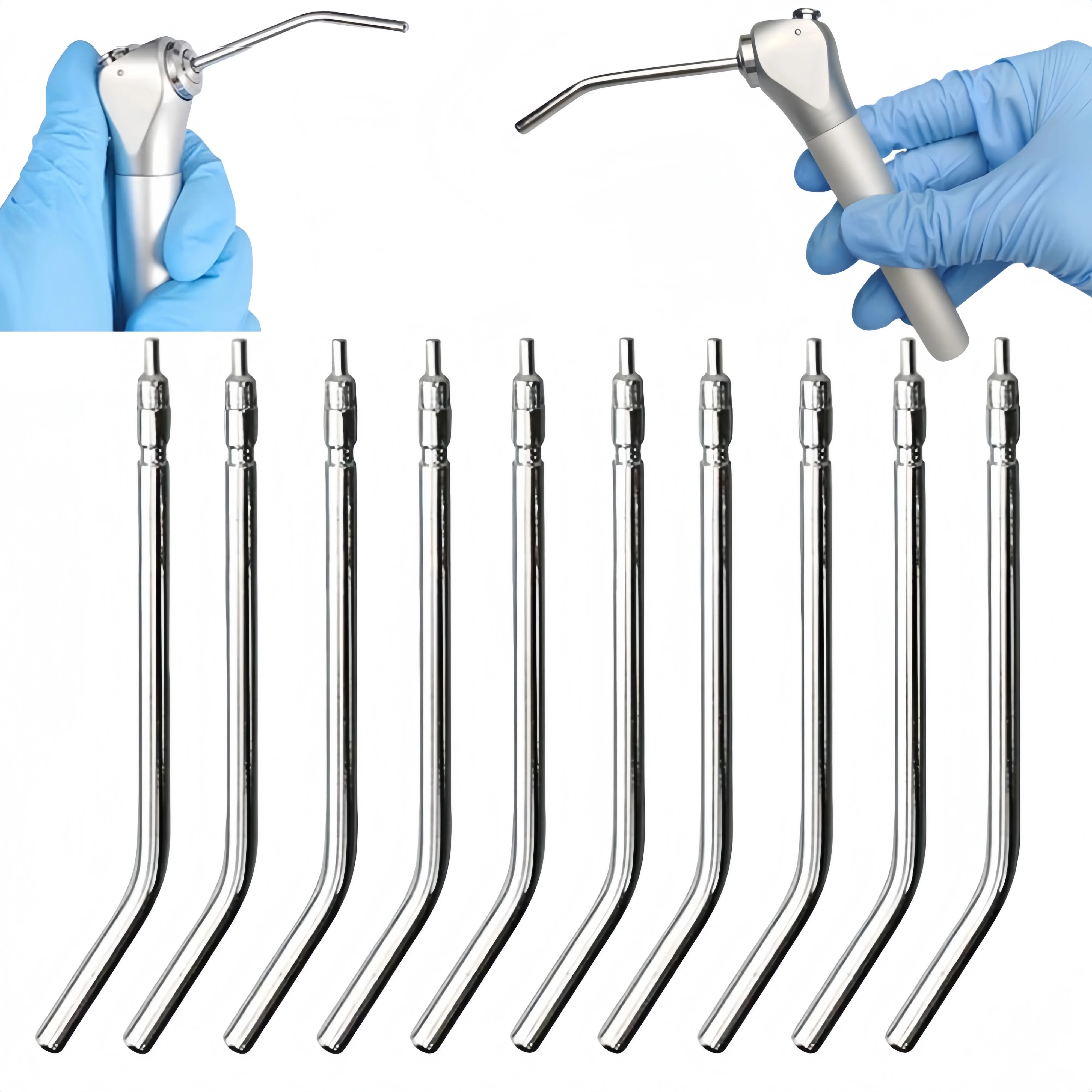 

10Pcs Dental Air Water Spray Nozzles 3 Way Stainless Steel Syringe Tips with Tube Dentistry Spray Nozzle Dental Tools