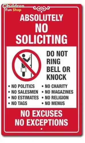 No Soliciting Sign No Exceptions Dont Knock Front Door Home Business Security-Aluminum