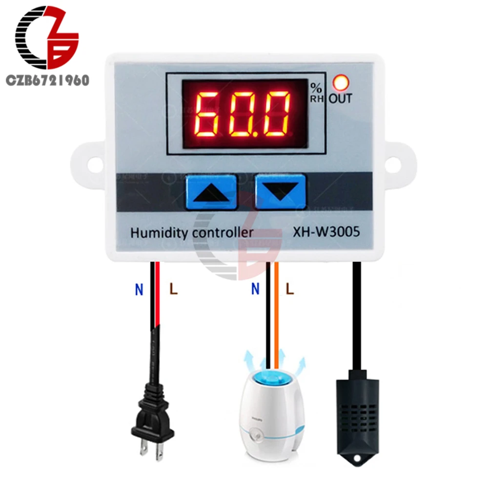 220V 110V 12V 24V W3005 Digital Humidity Controller Dehumidifier Indoor Outdoor Hygrometer Mositure Regulator Humidistat Sensor