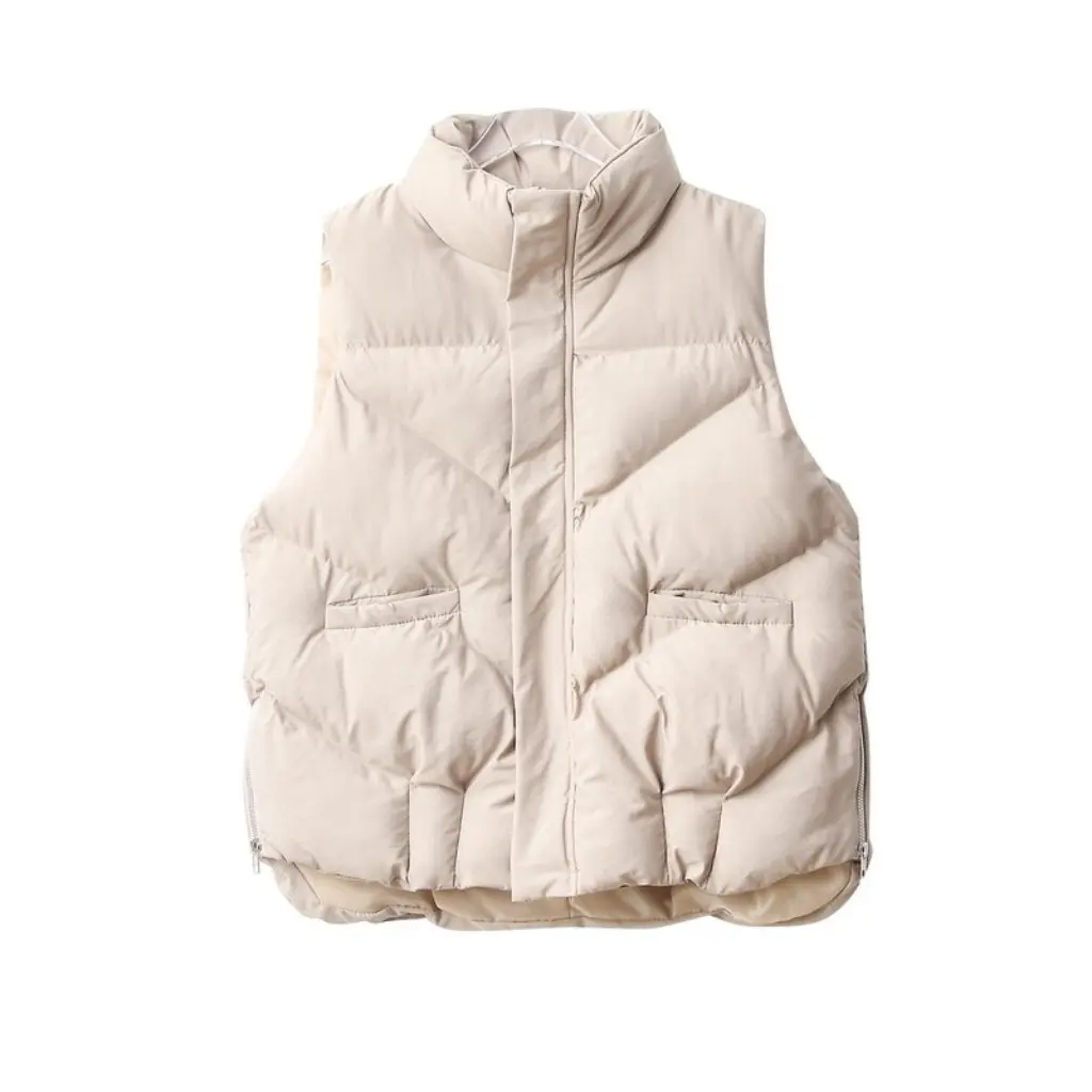 

Women's down Cotton Vest Loose Fit Warm Jacket with Stand-Up Collar for Autumn And Winter Trendy Outer Wear Short