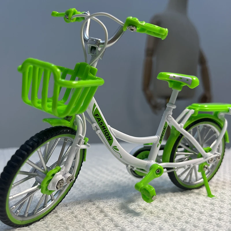 1:10 Mini Model Legering Stad Biycle Met Mand Diecast Bergvingerrace Miniatuur Rode Fiets Volwassen Simulatie Geschenken Speelgoed Jongens