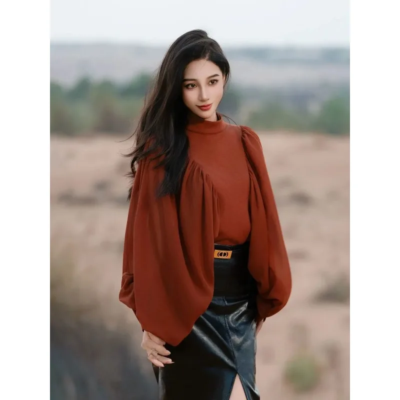 

Женская одежда Ранняя осень Дворцовый стиль Футболки с рукавами «летучая мышь» Модный топ