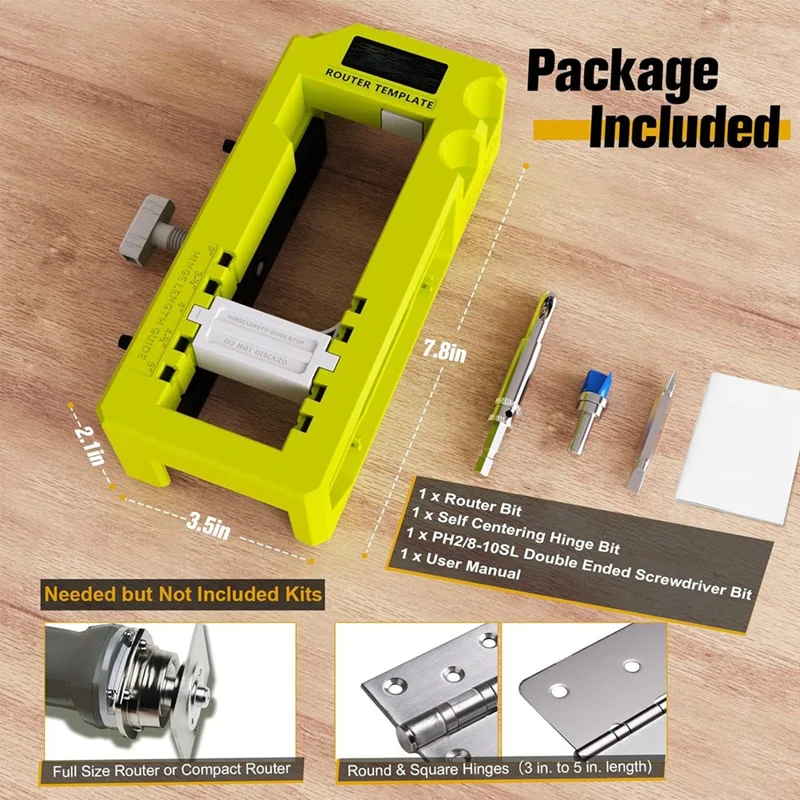 Door Hinge Jig, Door Hinge Mortiser, Hinge Installation Kit, Door Hinge Router Template For 3Inch To 5Inch Hinges