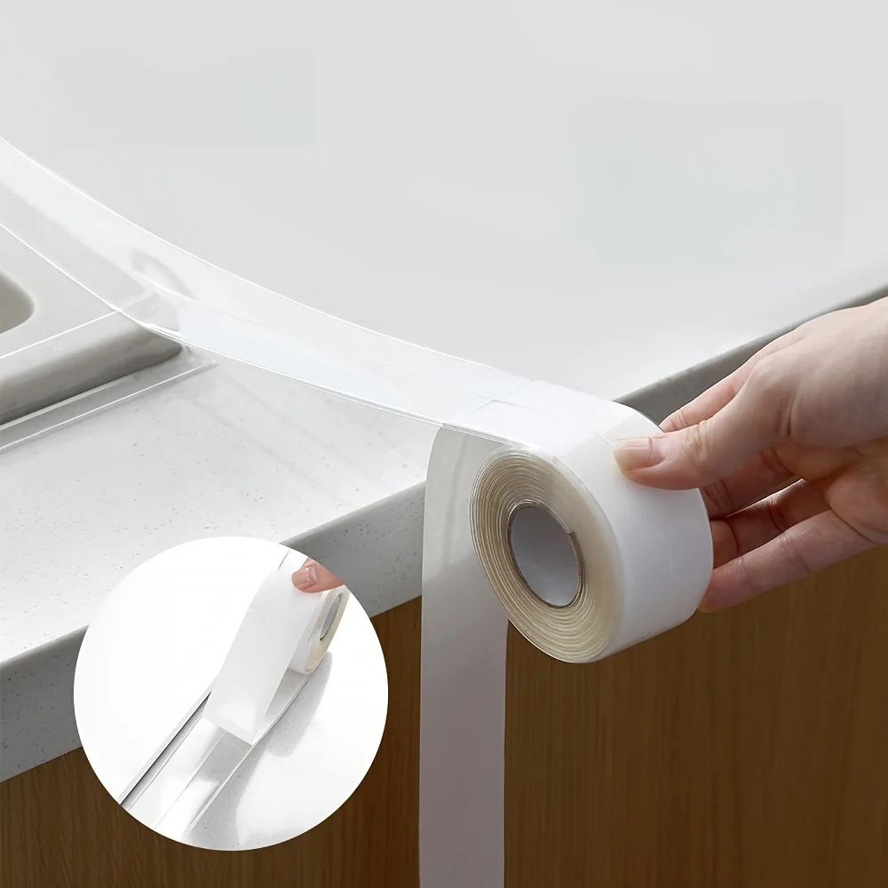 1-teiliges wasserdichtes PVC-Dichtungsband für Küche und Bad – transparent, geeignet für Füllstreifen in Spüle, Toilette und Badewannenecke – Detail 3