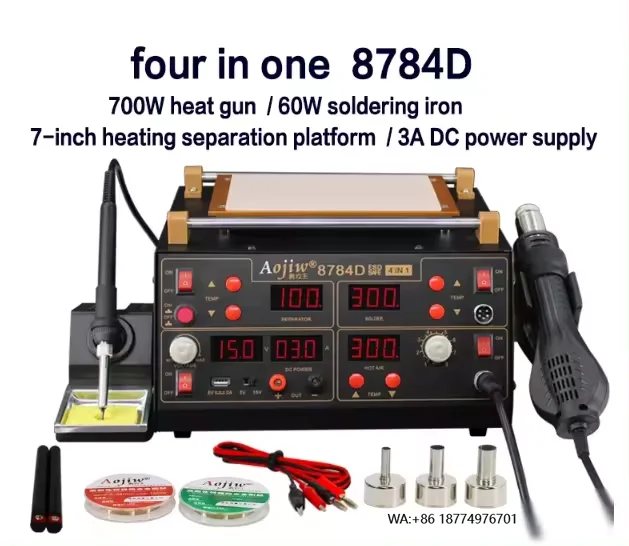 

High quality 8784D 4-in-1 Hot air disassembly welding table 3A DC power screen separator mobile phone repair soldering station