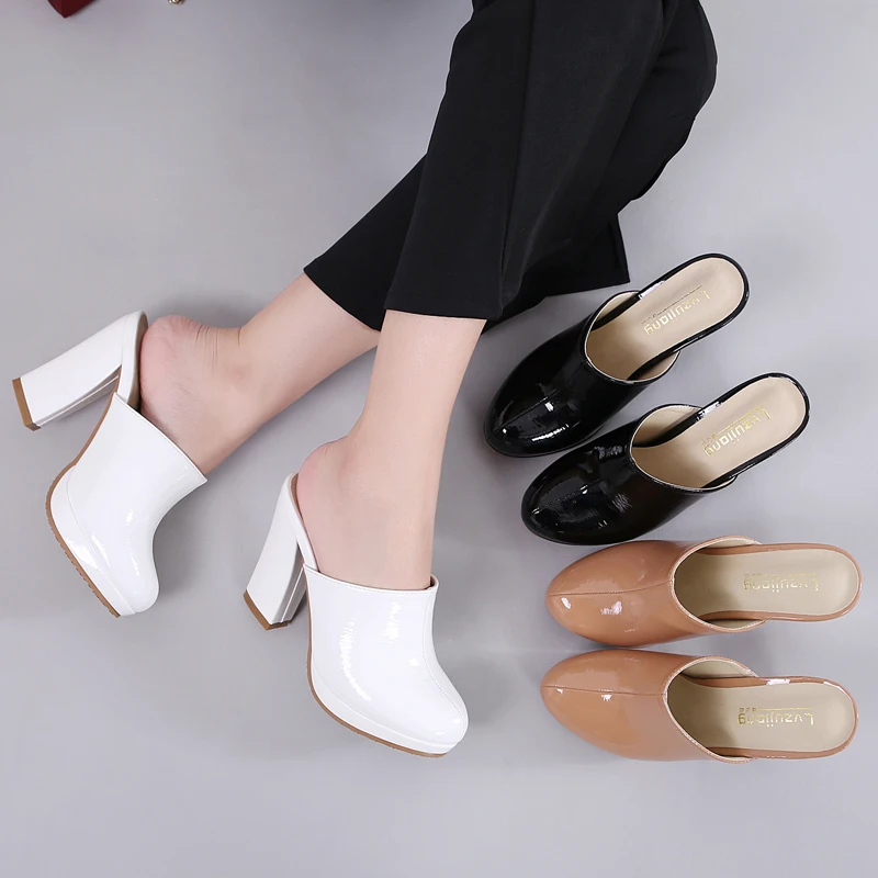 Coolheel Comfortable Slippers Women 2021 New High Heel Slippers Wear a stylish non-slip sandals over the top