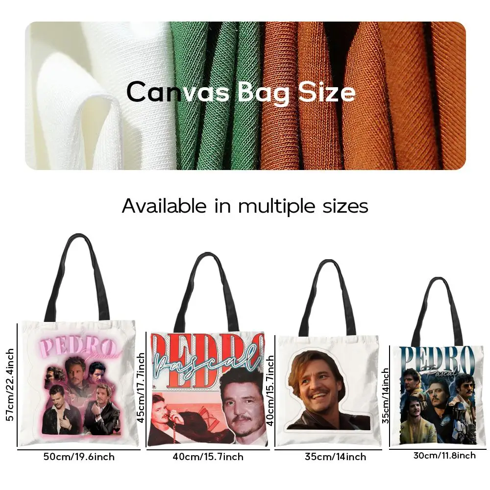 Storage Bags Aesthetic Canvas School Shoulder Bag Lightweight Grocery Shopping Bag Interesting demeanor Man P-Pedro Pascal 4