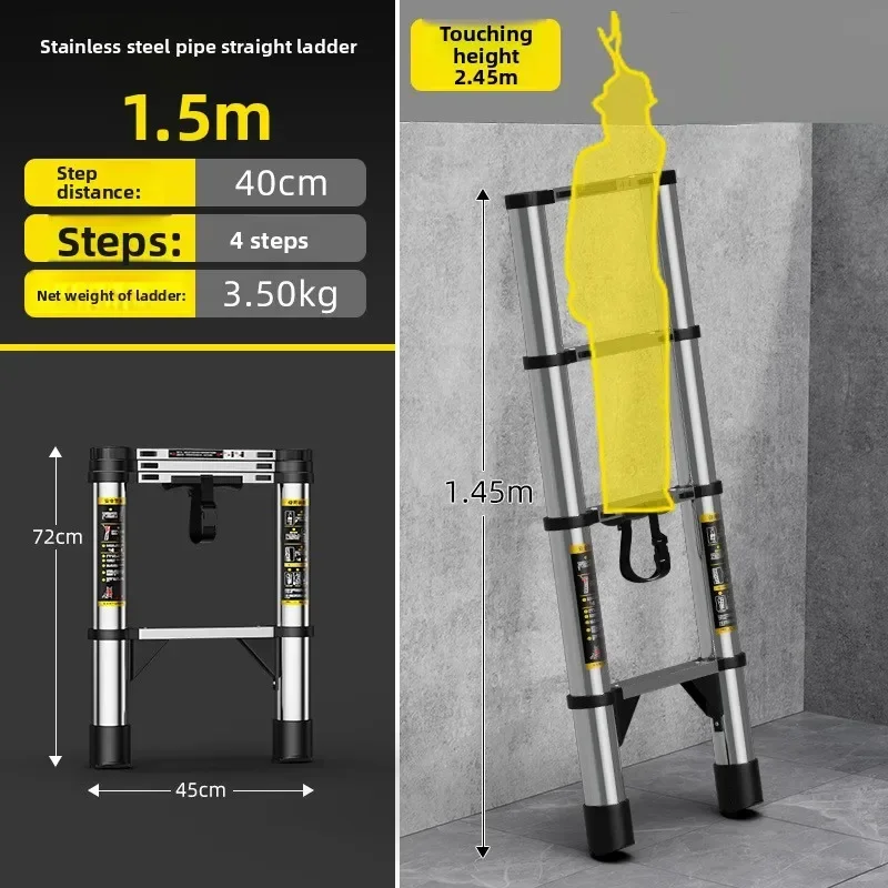Household Goods Telescopic Ladder Straight Ladder Folding And Shrinking Multifunctional Step Ladder Herringbone Ladder